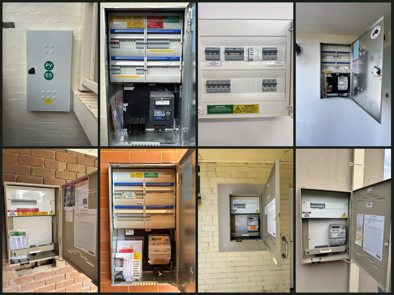 Collage of Oasis Electrical switchboard upgrades across Melbourne homes